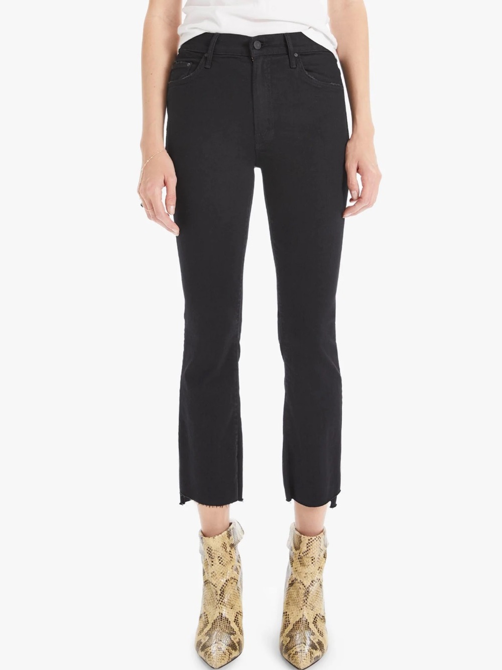 Mother Denim Insider Crop Step Fray Not Guilty straight leg size 29 black jeans